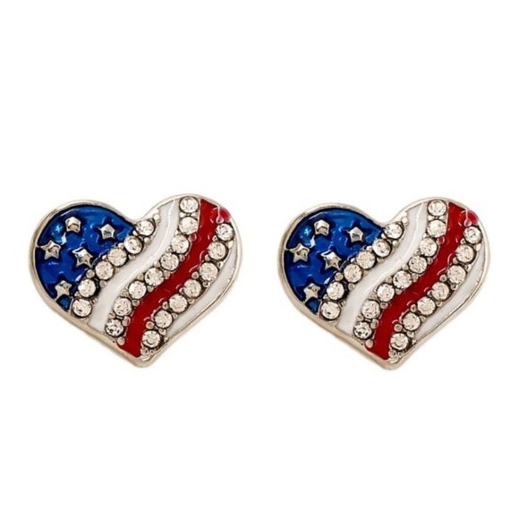 Heart Shaped Flag Earrings - Picture 1 of 2